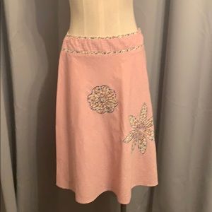 Women’s red & white pinstripe A-Line skirt size 8